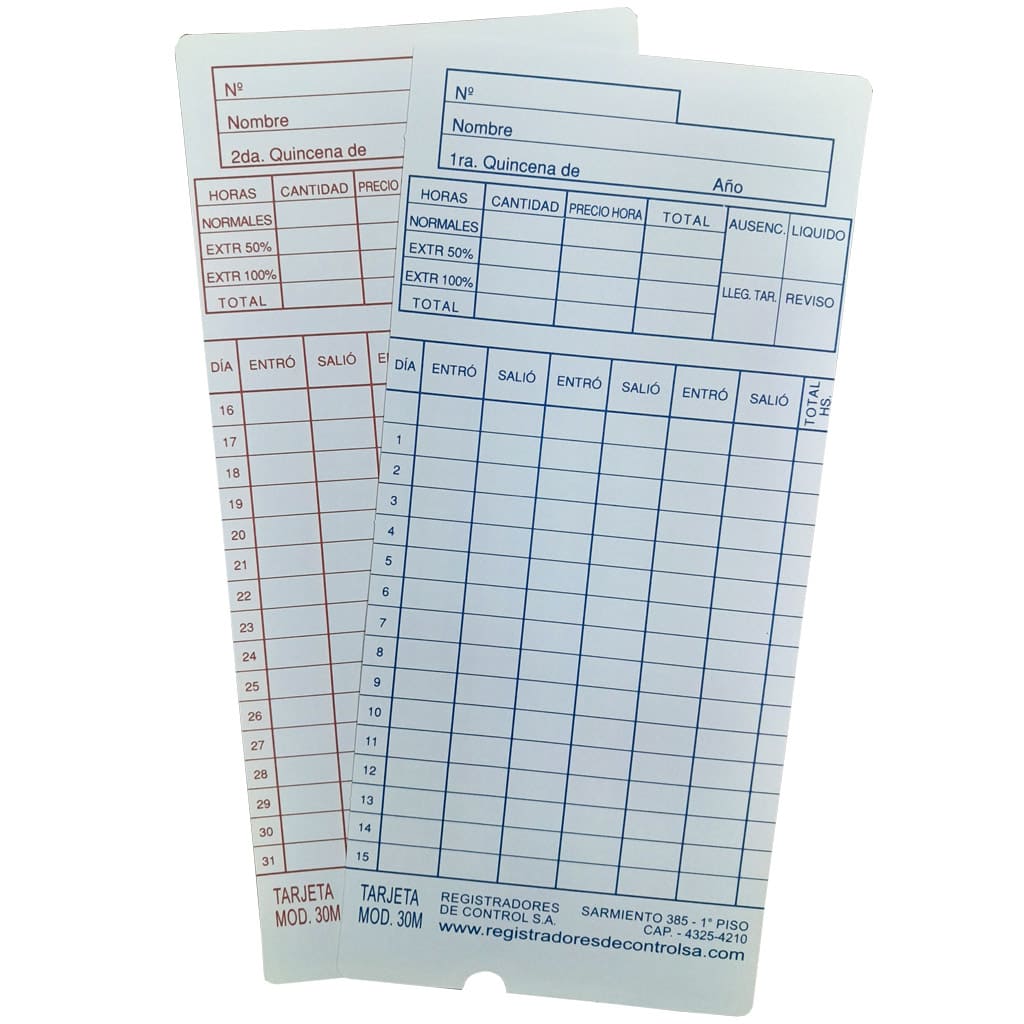 PACK DE TARJETAS PARA CONTROL DE PERSONAL RDC 30M 1