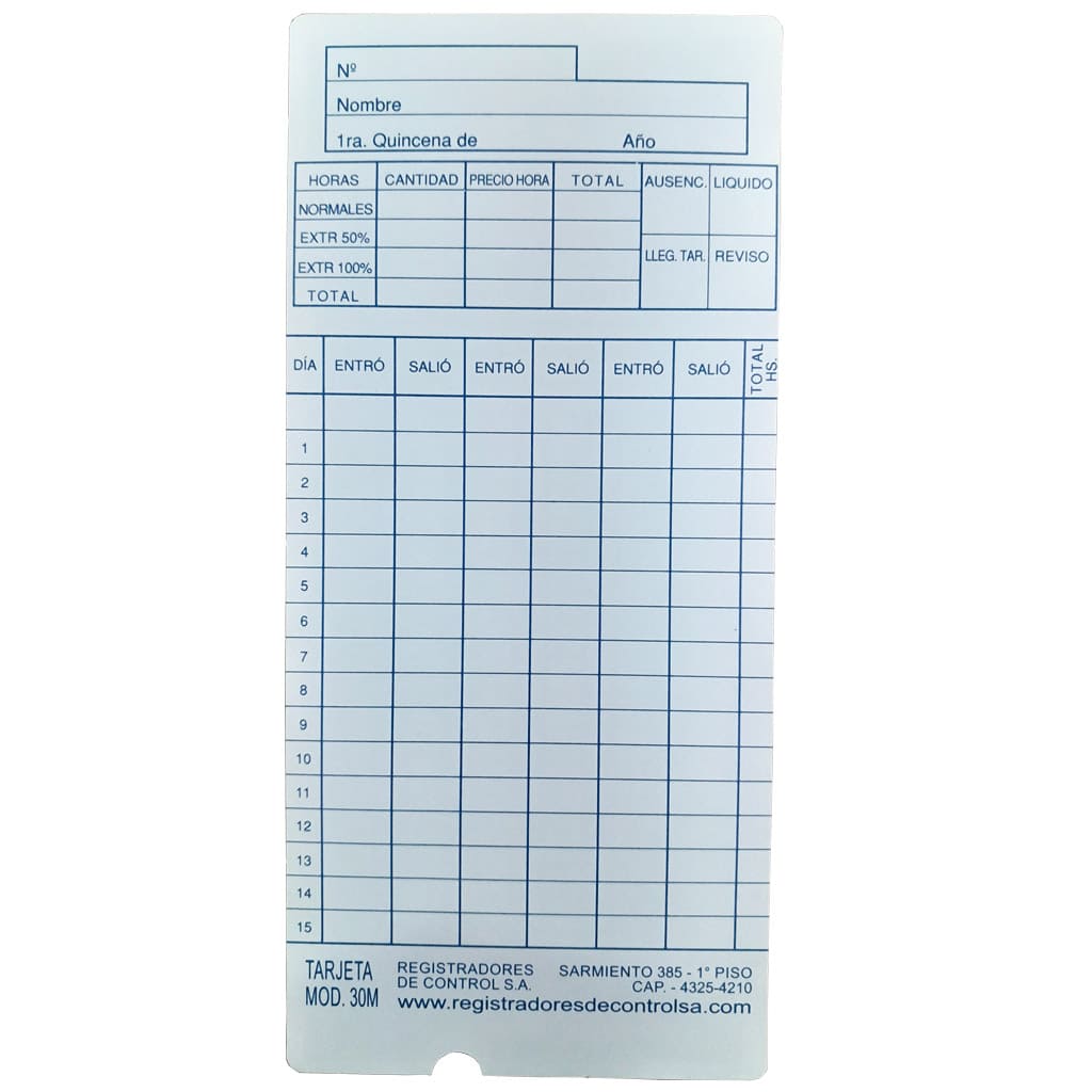PACK DE TARJETAS PARA CONTROL DE PERSONAL RDC 30M 2